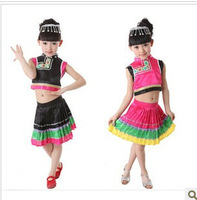 女童民族舞蹈服少儿苗族舞比赛服套装少数民族演出服民族风演出服