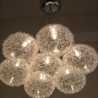 特价铝丝球吊灯 现代铝线灯 简约卧室餐厅书房过道玻璃球灯
