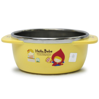 韩国进口乐扣HelloBebe卡通宝宝饭碗不锈钢双耳碗儿童餐具饭盒