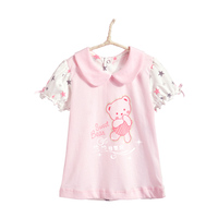 小米米宝宝t恤女夏季 粉色婴儿t恤夏装童装0-1-3岁纯棉宝宝短袖女