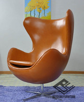 阿纳·雅各布森egg chair蛋形椅休闲椅鸡蛋椅\\橙色半皮