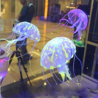鱼缸 仿真水母水族箱造景装饰套餐珊瑚水草漂浮荧光假水母多颜色