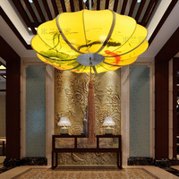 新中式吊灯古典手绘布艺灯具餐厅茶楼玄关仿古灯笼会所美容院装饰
