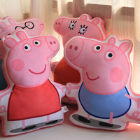 包邮卡通佩佩猪粉红猪小妹小猪佩奇毛绒玩具乔治抱枕靠垫儿童礼物
