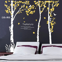 白桦林树懒墙贴客厅沙发卧室巨幅大型背景墙装饰贴电视墙大树森林