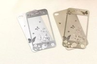 苹果4s iPhone4 iPhone4s 3D电镀蝶恋花钢化玻璃膜 彩膜