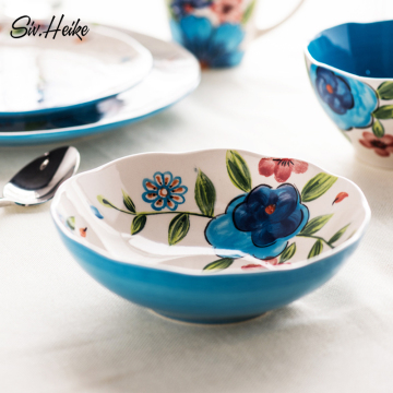 西芙 创意日式家用手绘餐具陶瓷菜碗面碗汤碗沙拉碗泡面碗色拉碗