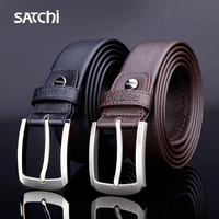 SATCHI沙驰皮带正品2015新款男士针扣腰带 时尚真皮皮带牛皮裤带