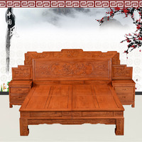 新品特价红木床非洲花梨木大床1.8米双人床卧室床红木实木雕花床