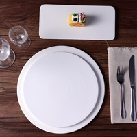西餐披萨纯白高档餐厅酒店圆形牛排圆平板盘 蛋糕烤肉平陶瓷碟盘