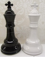 简约现代陶瓷国际象棋黑白色国王皇后车兵摆件样板房会所软装摆设