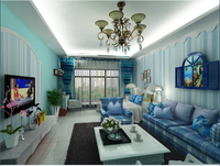 地中海风格客厅公寓背景墙室内家居建筑装饰装潢效果图定制作设计