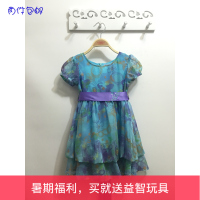 奇奇库品牌童装女童夏季纯棉线圈花图案双层短袖连衣裙