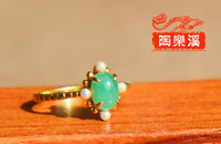 「陶乐溪」◆琬素倾尘 原创珠宝◆天然祖母绿珍珠古董戒指