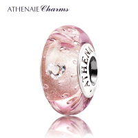 ATHENAIE亮粉水晶 镶嵌心形瑞士钻DIY琉璃珠搭配转运珠 送女友