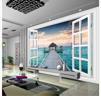 瓷砖背景墙 客厅电视简约背景墙瓷砖 3D微晶墙砖壁画拼图    大海