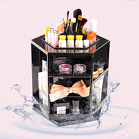 韩版创意塑料化妆品收纳盒ABS360度旋转梳妆台桌面彩妆整理箱