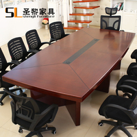上海办公家具会客桌 实木贴皮红胡桃色会议桌 大型油漆长条桌 810