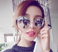 2015新款女士反光镜大框潮太阳眼镜女个性圆形墨镜太阳镜包邮