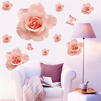 玫瑰创意个性墙贴  温馨客厅卧室沙发电视背景可移除自粘贴纸贴画