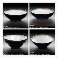 日式陶瓷味千拉面碗7寸8寸9乌冬面碗日韩料理黑白色三分陶瓷餐具