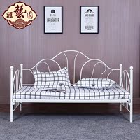 现代欧式沙发床铁床铁艺床单人床钢木床简约经典黑白铁架床钢架床