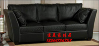 特价新古典黑皮沙发宜家三人真皮沙发样板房沙发美式复古沙发
