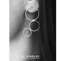 JZ Earring欧美设计师 chic极简风 解构几何大小圆圈 夸张长耳钉
