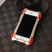 R-JUST时尚个性艾米拉三防式手机保护壳iPhone5/5S手机套(金红黑)
