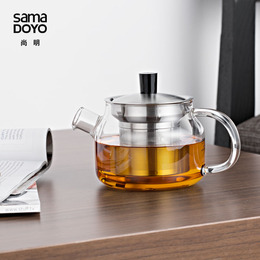 尚明玻璃茶壶茶具不锈钢内胆冲泡器泡茶冲茶耐热玻璃花茶壶飘逸杯