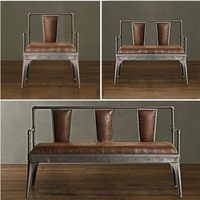 铁艺沙发美式防锈色做旧三人沙发LOFT长椅仿古铁艺家具沙发椅