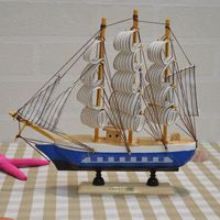 包邮地中海风格 创意家居装饰品 时尚手工艺品 实木帆船模型摆件