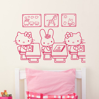 hello kitty猫学习墙贴纸 儿童房卧室幼儿园 母婴用品店装饰贴画