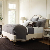 法式实木双人床美式乡村雕花1.5/1.8米做旧欧式床时尚潮流布艺床