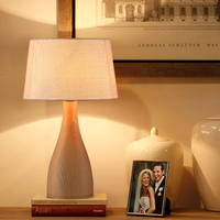 实木台灯原木质灯卧室床头灯具北欧创意客厅书房简约装饰布艺台灯