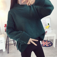 2015冬季新款韩版宽松圆领套头毛衣女学生纯色加厚打底针织衫潮