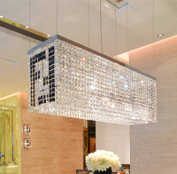 客厅灯长方形水晶灯LED吸顶灯卧室灯具现代简约大气欧式餐厅吊灯
