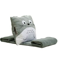 龙猫空调毯三合一 毛毯暖手抱枕三用 公司年会实用礼品