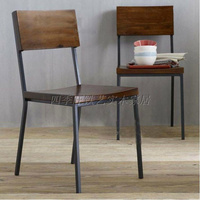 工业风LOFT美式餐椅铁艺实木创意办公椅子复古做旧咖啡奶茶店桌椅