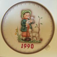 德国M.I.Hummel喜姆娃娃1990年绝版手绘年度瓷盘原盒 西洋古董