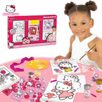 正品Hello Kitty凯蒂猫手绘DIY画框女孩可爱儿童绘画工具套装礼品
