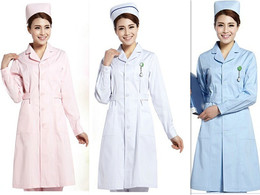 女护士服长袖圆领白大褂冬装蓝色粉色白色美容师美容服药店工作服