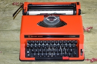 复古老式英文机械金属打字机意大利ROVER 5000 橘红色可正常使用