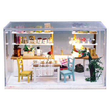 G005梦幻厨房 弘达diy创意小屋复古家庭房间摆设精品手工拼装玩具