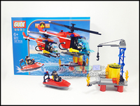 正品GUDI古迪积木火警消防9211海上救援儿童智力拼装组合拼插玩具