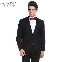 屈臣保罗2016年四季男士西装套装黑色两扣商务绅士男式西服胖型
