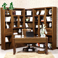 堂森 双门三门实木书柜 转角书柜 组合书柜 书架 中式实木家具
