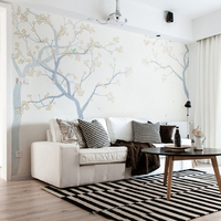 立体3D电视背景墙壁纸客厅温馨沙发北欧宜家简约无纺布壁画  树下