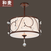 新中式吸顶灯美式乡村灯具古典欧式书房卧室铁艺简约复古水晶圆形