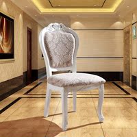 欧式软包餐椅韩式象牙白实木椅子餐厅专用椅子田园皮质椅